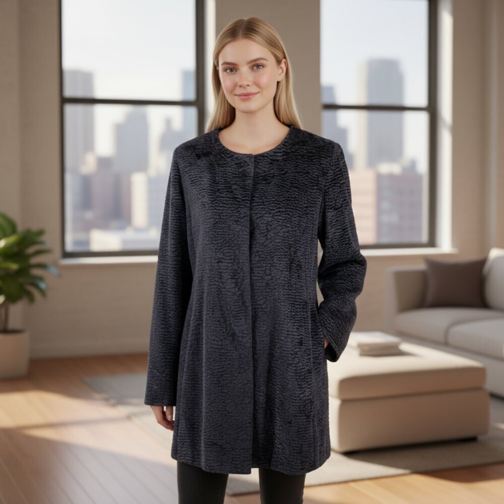 Andrew Marc NY Black Faux Persian Lamb Fur Coat – Size Medium